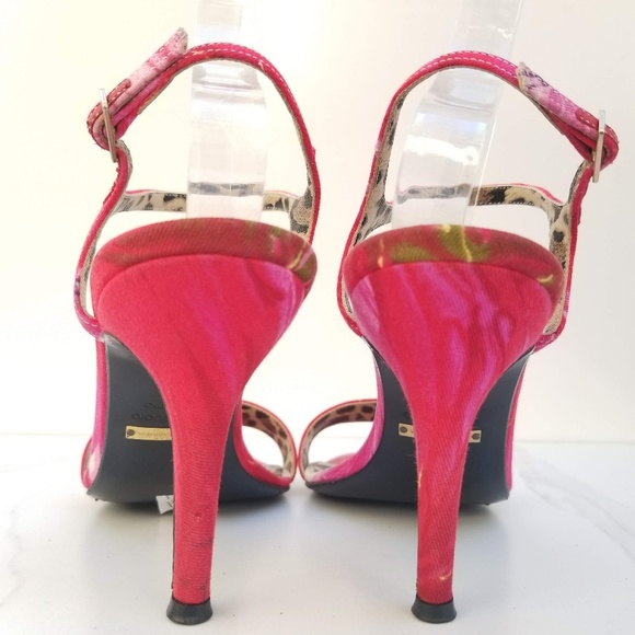 Dolce & Gabbana Heels Sandals Floral Red Open Toe - Picture 6 of 8